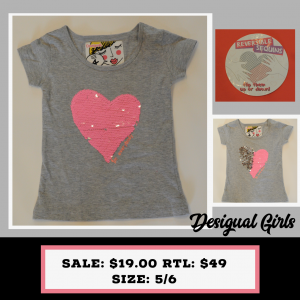 Desigual Kids Grey tshirt with Pink silver reversible heart