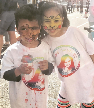 kidpreneur-inidia-jolie-Indias-Italian-Ices-Rainbow-Italian-Ice-Pokemon-face-paint-childrens-museum-arts-block-party-cute-mess